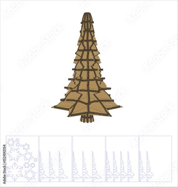 Obraz Christmas tree 3d Puzzle cnc laser cutting 3 mm