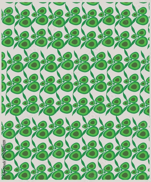 Fototapeta Avocados, fruits and leaves background. Avocado Pattern And Template. Sliced avocado on a Light background stock illustration. Seamless pattern of avocados 