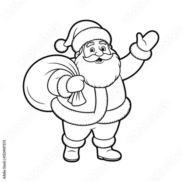 Obraz Vector illustration of a jovial Santa Claus with a smile Christmas background with white