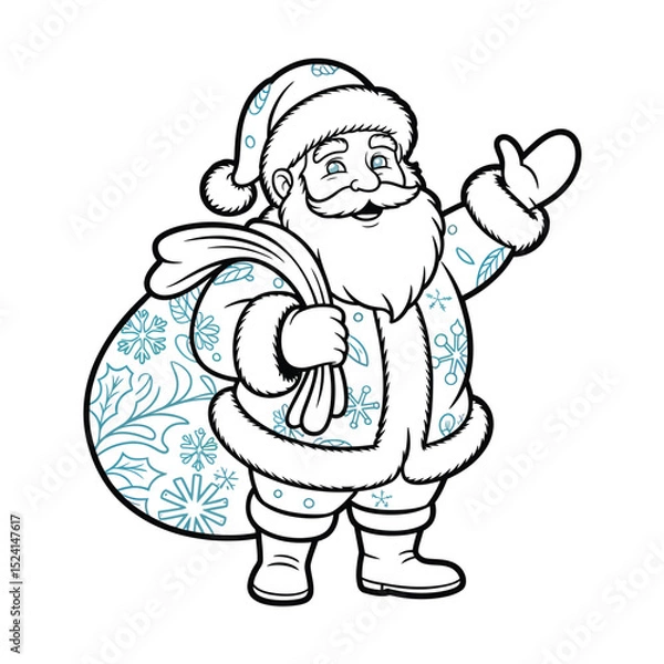 Obraz Vector illustration of a jovial Santa Claus with a smile Christmas background with white