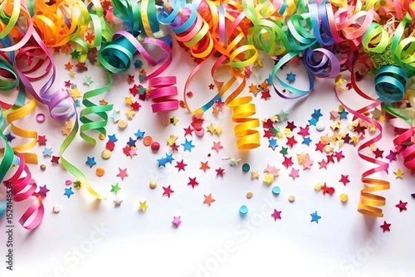 Fototapeta party streamers isolated on white, beautiful template design