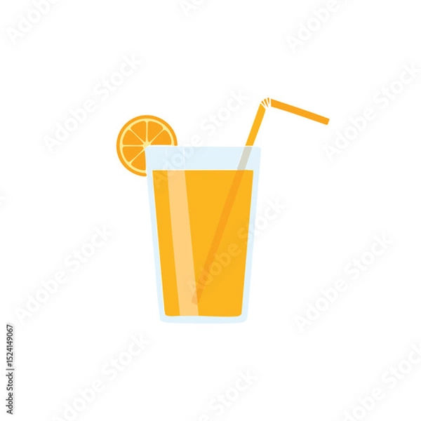 Obraz Refreshing glass of orange juice with straw and orange slice