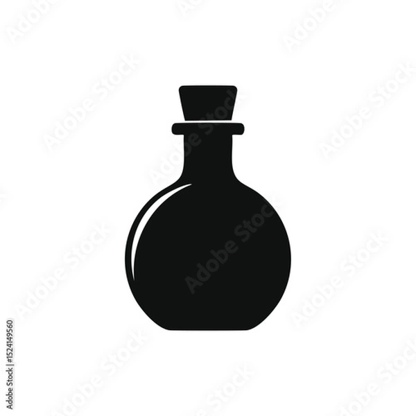 Fototapeta Round glass bottle with cork stopper simple icon