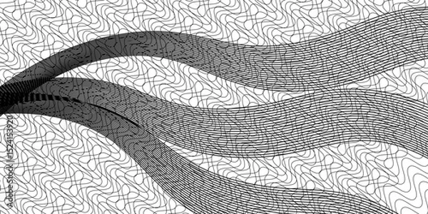 Obraz Abstract black blend lines with oblique stripe on white background vector illustration