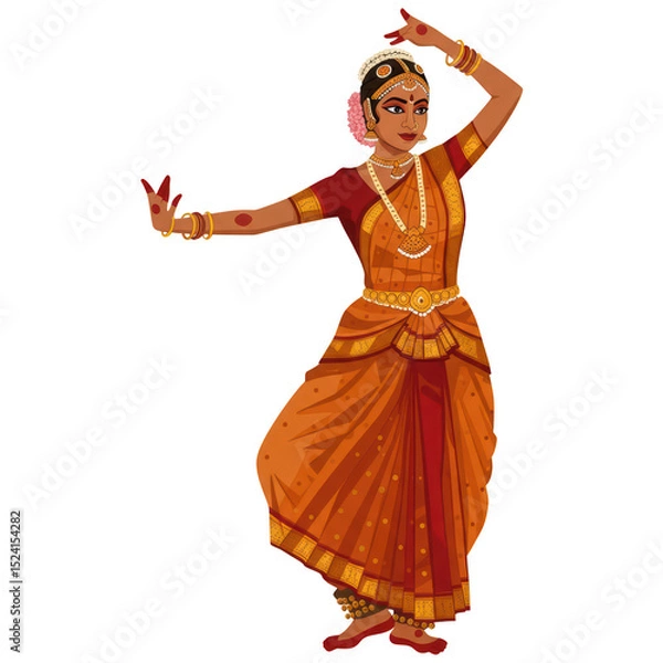 Obraz Classical Indian Dancer in Traditional Costume