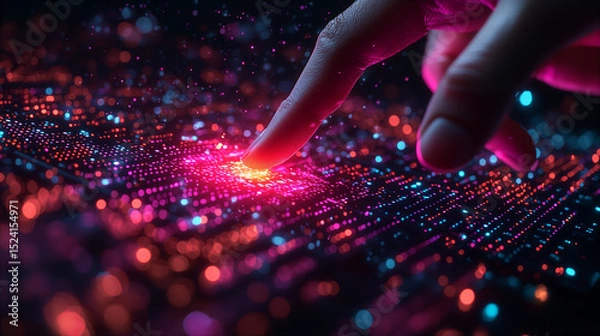 Fototapeta A.I. Artificial Intelligence Human Interaction Concept Digital Futuristic Background.