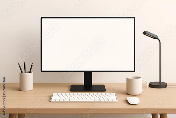 Obraz modern office desk with computer mockup