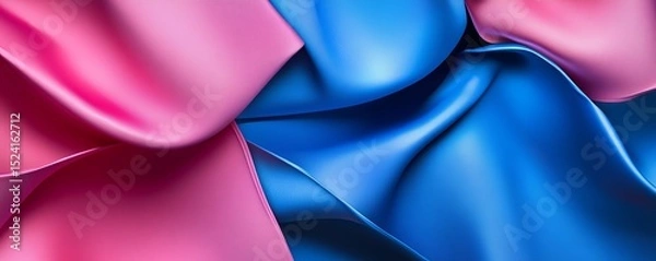 Fototapeta Pink and Blue Abstract Fabric Drape, 3D Render, Fluid Design Abstract art, digital art