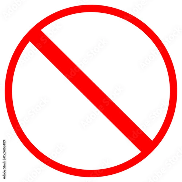 Obraz Red Thin Circle with Thick Slash Prohibition Sign
