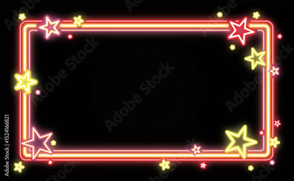 Fototapeta Neon-colored star frames. Vector. Decoration.Tanabata. Weaver Festival.
