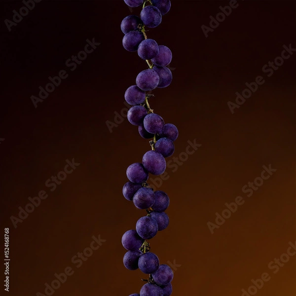 Obraz Dark Purple Grapes Cluster with DNA Helix on Brown Gradient Background