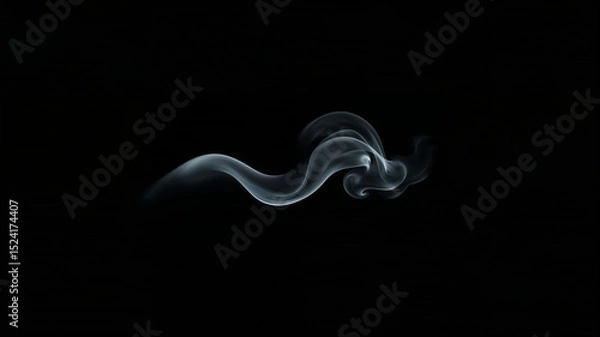 Fototapeta White smoke creating wavy shapes on black background