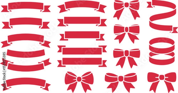 Fototapeta Red Ribbon and Badge Set – Vector Labels and Tags Collection
