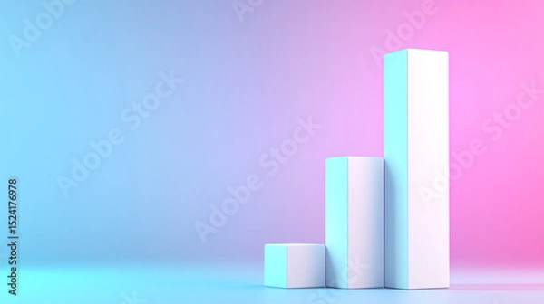 Fototapeta Minimalist bar chart in soft pastel colors representing growth and progress in business metrics or financial analysis.