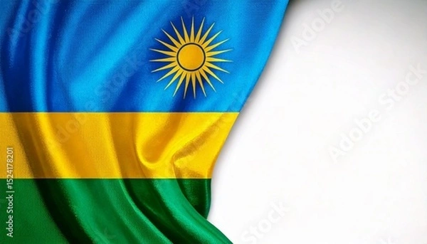 Fototapeta Rwanda flag on white background. copy space
