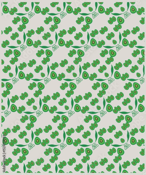 Fototapeta Avocados, fruits and leaves background. Avocado Pattern And Template. Sliced avocado on a Light background stock illustration. Seamless pattern of avocados 