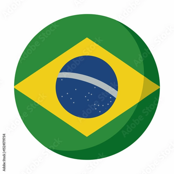 Fototapeta Brazil Flag in Circular Shape – National Emblem Vector