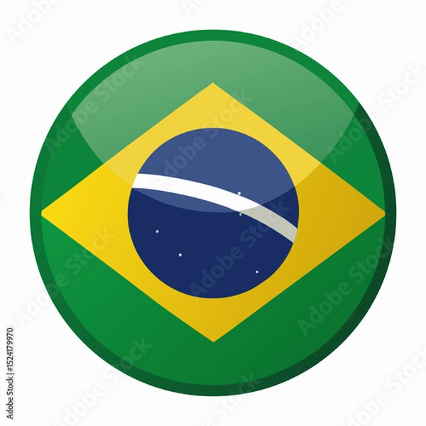 Fototapeta Brazil Flag in Circular Shape – National Emblem Vector