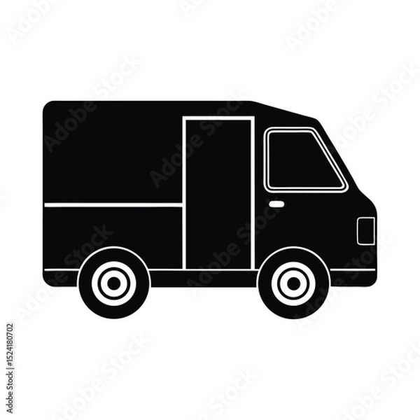 Fototapeta Black silhouette of a delivery van graphic for transportation and logistics concepts