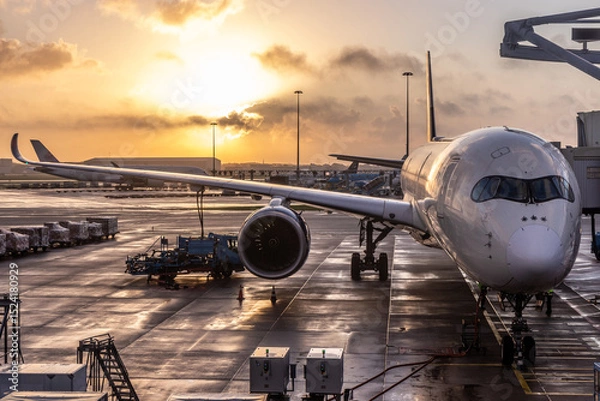 Obraz Airplane at Amsterdam Airport Schiphol, Netherlands