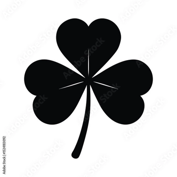 Fototapeta Black shamrock silhouette on white background suitable for st patricks day celebrations and irish designs