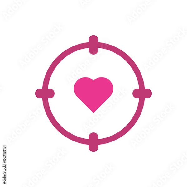 Fototapeta Love target icon with heart symbol icon vector. Precision love targeting icon for relationship or dating concept. 