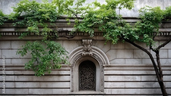 Obraz Architectural Detail Adorned with Nature Vines