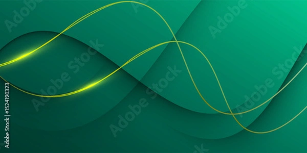 Fototapeta green abstract background decorated with luxury golden lines vector illustration