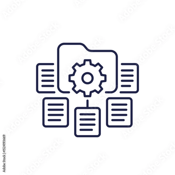 Obraz classification line icon with folder, data management concept