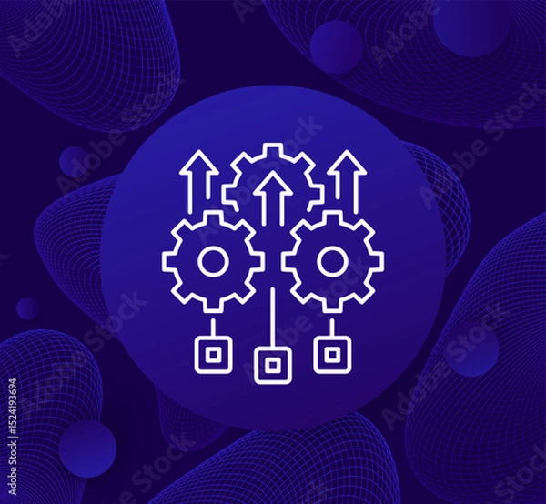 Fototapeta deployment process line icon, project execution design