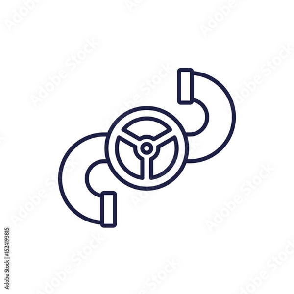 Obraz pipe with a valve line icon on white