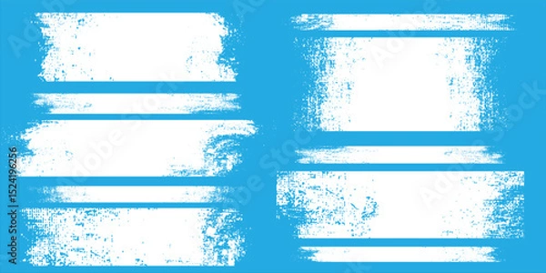 Fototapeta Collection of vector paint brush stroke, ink splatter, grunge line and artistic design elements. Dirty overlay, watercolor splash, white silhouette and torn paper set. Social media business banner art