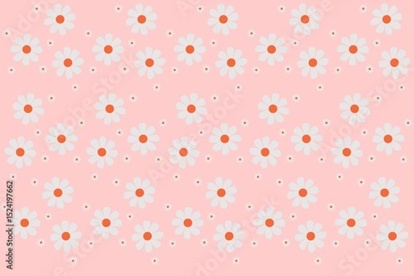 Fototapeta Seamless Daisy Flower Pattern on Soft Pink Background