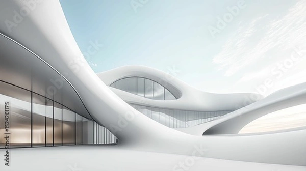 Obraz Modern architectural design featuring flowing, white forms.