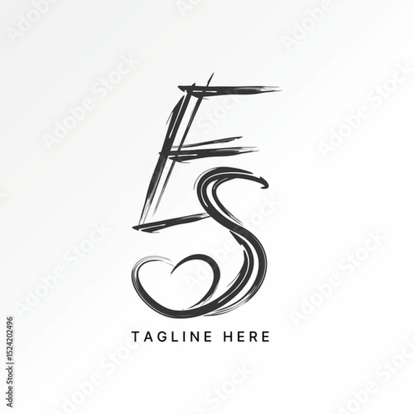 Fototapeta Logo design graphic concept creative premium vector stock image top sell initial ES font scratch love romantic valentine vandalism date memory broken