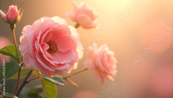 Fototapeta Dreamy floral haze background with faded outlines of flowers in soft tones and gentle blurring for a romantic effect