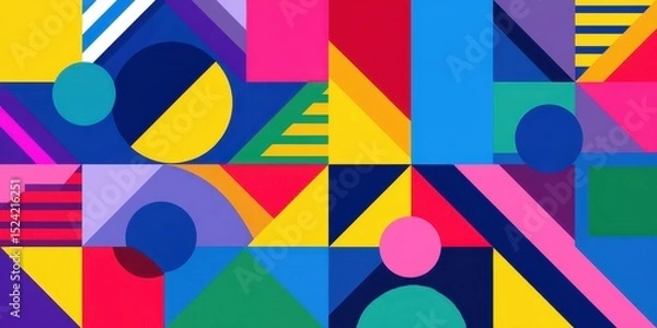 Obraz Flat Abstract Pattern Featuring Bright Geometric Shapes