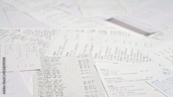 Fototapeta Uncontrollable food prices inflation concept. World crises with money buying ability. Spending and home finance budget. Inflation, taxes and tariffs on food prices concept. 