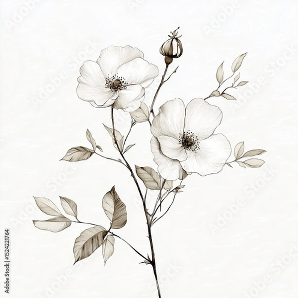 Obraz Dreamy and Subtle Botanical Artwork – Wildflowers in Gentle Hues