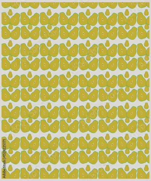 Fototapeta Sliced avocado on a Light background stock illustration. Seamless pattern of avocados . Avocado Pattern. Collection of hand drawn fruits and vegetables doodle set of  icons on white background.