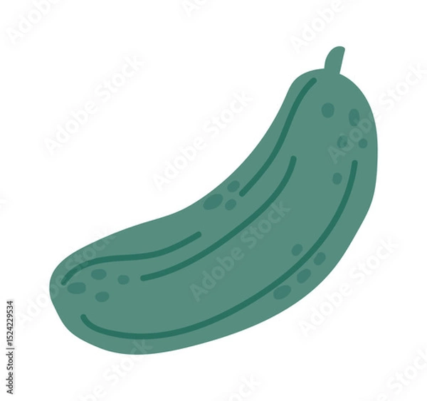 Obraz Whole, fresh cucumber resting horizontally, featuring a textured skin with unique spots and lines, embodying healthy eating habits and promoting a vibrant vegan lifestyle