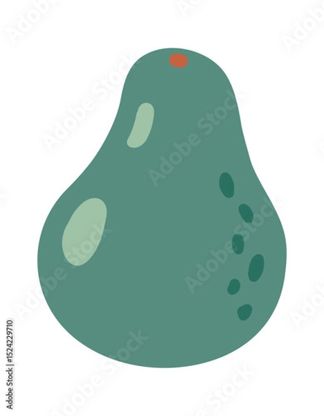 Obraz Minimalist vector illustration of a ripe avocado with green skin, subtle darker markings, and a small brown stem, isolated on a white background for healthy food concepts