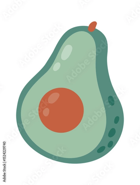 Obraz Whole fresh avocado cut in half showing its seed representing healthy food, organic farming, and vegan or vegetarian lifestyle promoting natural nutrition
