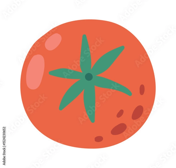 Obraz Cartoon drawing of a stylized tomato promoting healthy diet and vegetarian lifestyle, ideal for educational materials, restaurant menus, or food packaging