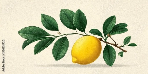 Obraz Subtle Texture Detail in Vintage Lemon Illustration