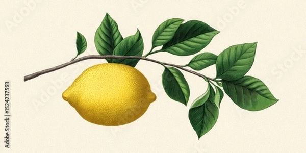 Obraz Retro-Style Lemon Illustration Featuring Soft Textures