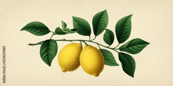 Obraz Classic Vintage Lemon Drawing with Texture Details
