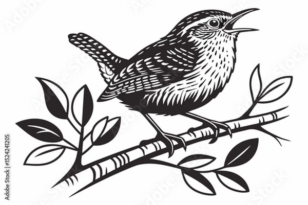 Obraz wren sihouette black vector