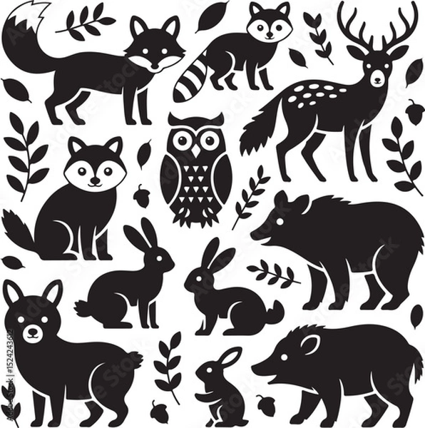 Obraz Mountain Deer Standing on Cliff Silhouette

Majestic Stag in the Alpine Forest Vector

Mountain Deer in Morning Fog Silhouette Art

Deer with Antlers Overlooking Peaks Vector

Wildlife Deer Scene in M