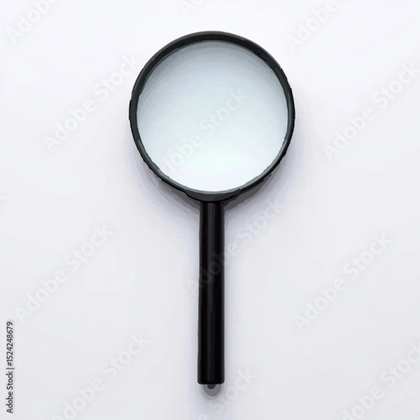 Fototapeta Magnifying Glass Sits Centered on a White Background

